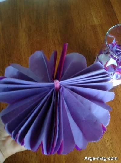 ساختن گل با کمک دستمال کاغذی 