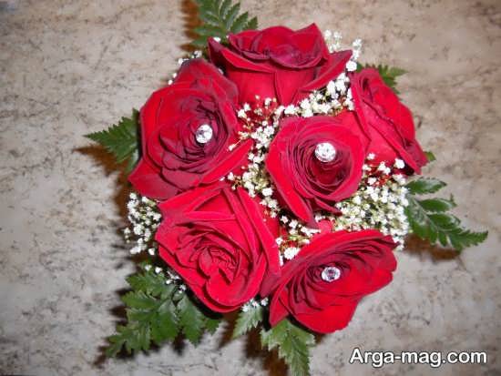 مدل دسته گل زیبا رز قرمز برای عروس 