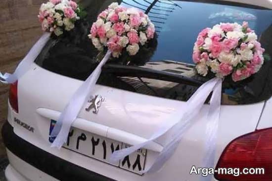 تزیین ماشین عروس با دسته گل 