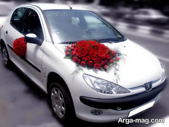 تزیین ماشین 206 برای عروسی با گل 