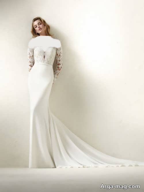 لباس عروس کار شده با گیپور 