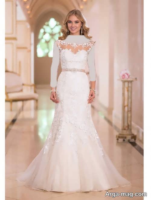 لباس عروس کار شده با دانتل 
