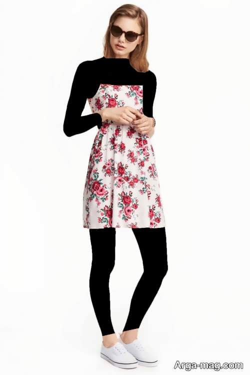 مدل لباس مجلسی کوتاه با پارچه گلدار 