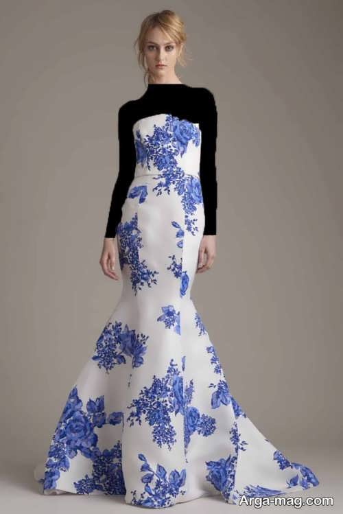 مدل لباس مجلسی با پارچه گلدار زنانه 