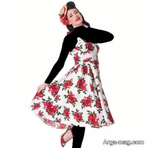 مدل لباس مجلسی زیبا و شیک گلدار با پارچه گلدار 