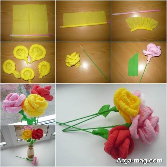 کاردستی گل با کاغذ رنگی