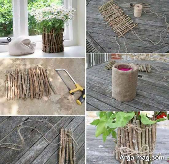 ساخت گلدان برای تزیین آشپزخانه با وسایل ساده با چوب