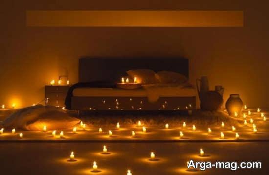 شمع آرایی زیبا و جالب در اتاق خواب 