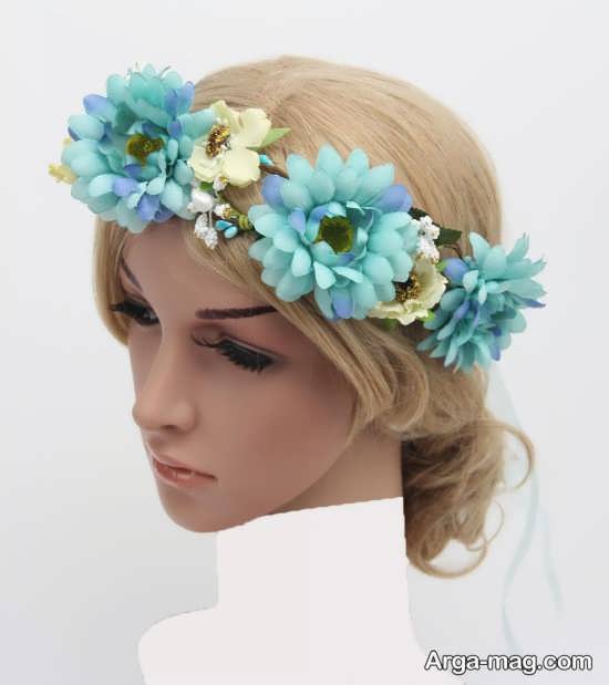 مدل تاج گل آبی عروس 
