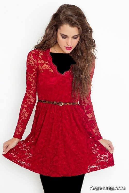 مدل لباس گیپور قرمز