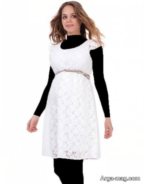 مدل لباس شیک و سفید بارداری 