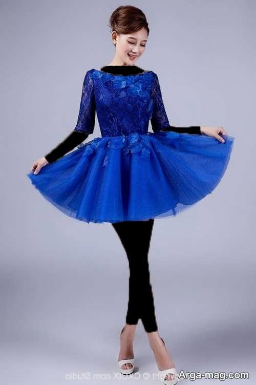 مدل لباس مجلسی آبی دخترانه 