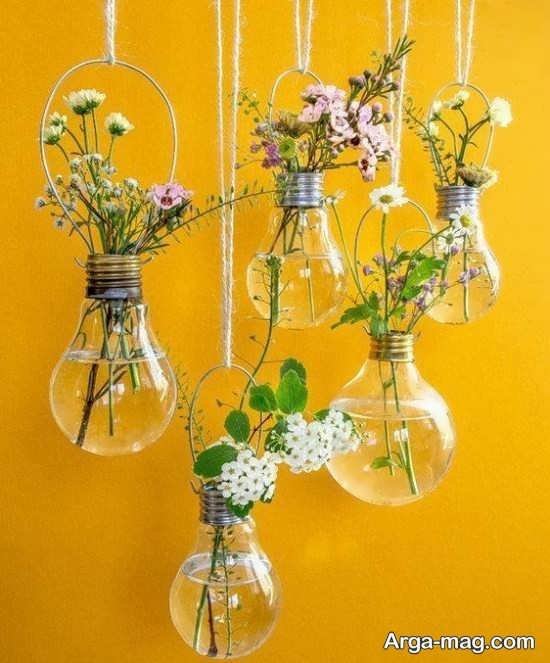 ایده هایی برای ساخت گلدان با لامپ 