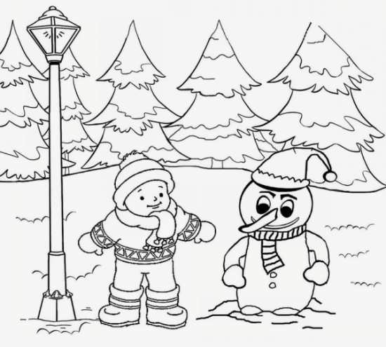 نقاشی زمستان برای بچه ها 