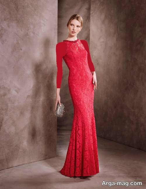 مدل لباس مجلسی قرمز و بلند 