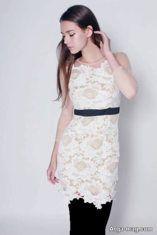 مدل لباس مجلسی سفید گیپور 