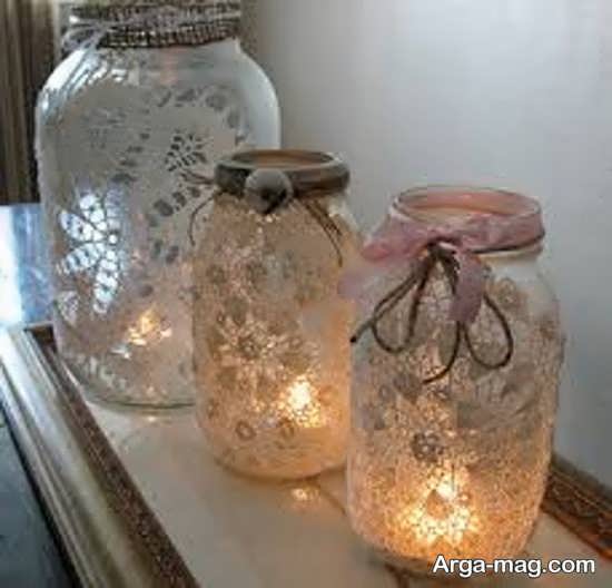 با بطری های شیشه ای جا شمعی بسازید 
