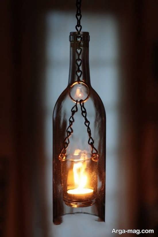 ساخت جا شمعی با بطری شیشه ای 