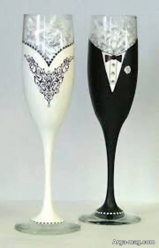 طراحی بر روی جام های نوشیدنی در مراسمات عروسی 