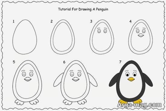 طراحی و ترسیم پنگوئن برای کودکان 