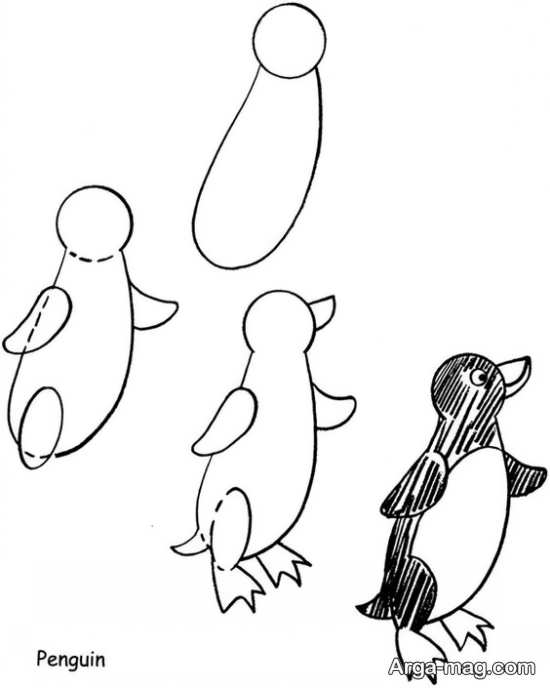 آموزش ترسیم پنگوئن برای کودکان 