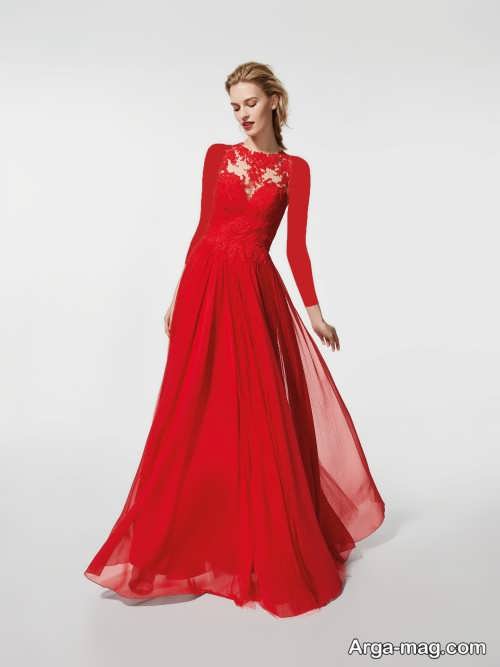 مدل لباس شب قرمز و بلند 
