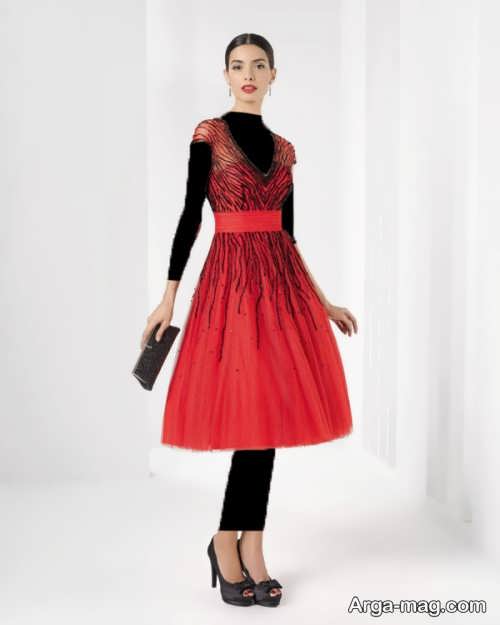 مدل لباس شب دخترانه قرمز 