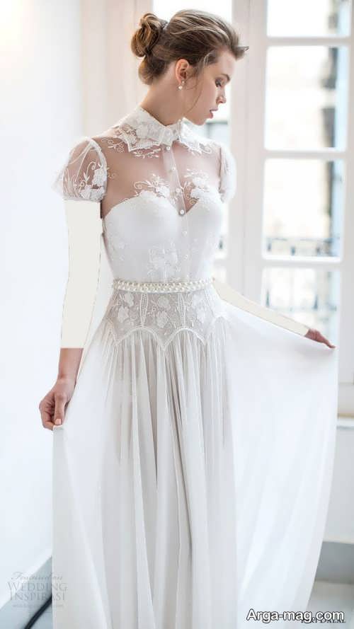 لباس عروس بلند یقه پرنسسی 