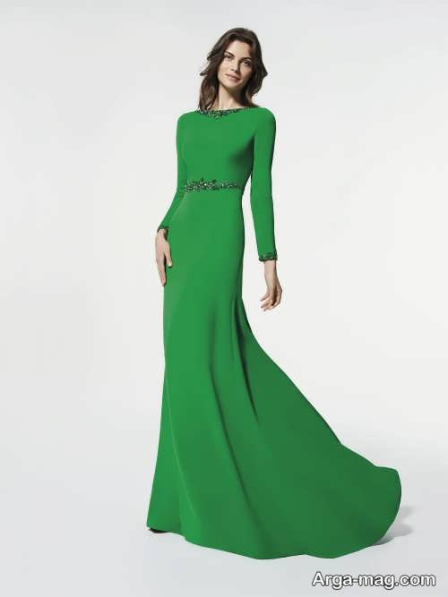 مدل لباس مجلسی سبز و پوشیده 2018 