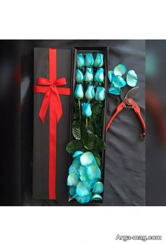 تزئین جعبه گل رز آبی