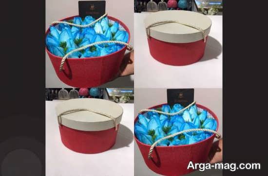تزئین گل آبی جعبه ای