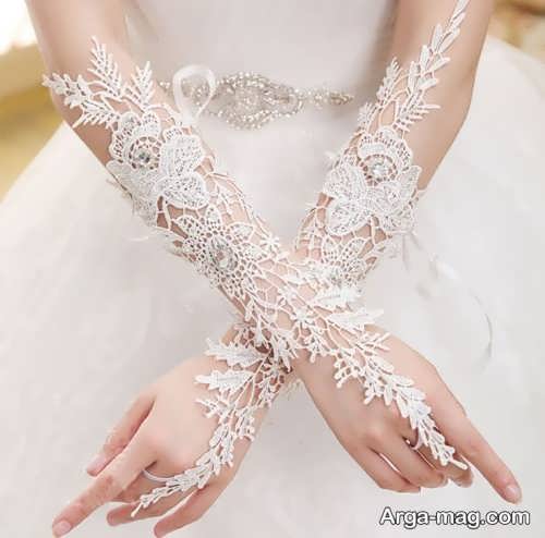 مدل دستکش کار شده برای عروس 