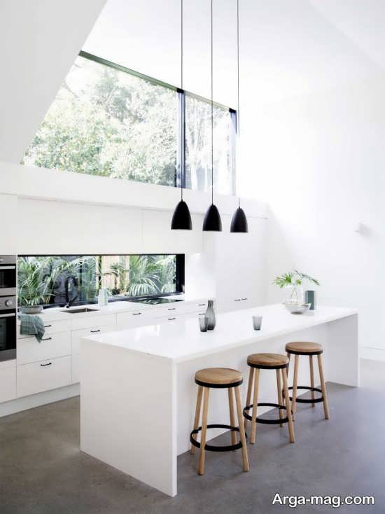 مدل کابینت آشپزخانه با تم سفید