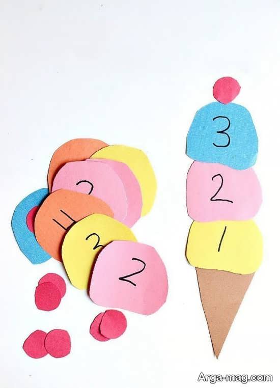 کاردستی اعداد با بستنی قیفی