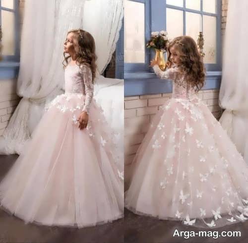 مدل لباس عروس بچه گانه گلدار