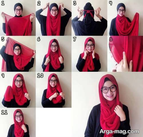 آموزش بستن شال با حجاب 