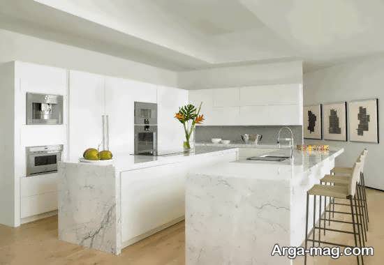 طراحی آشپزخانه با سنگ مرمر