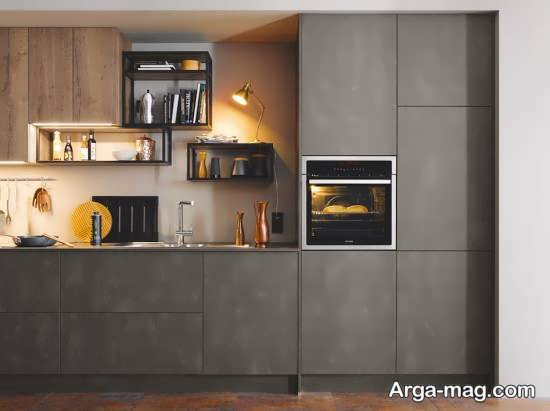 طراحی آشپزخانه با فلزات سنگین و بتن