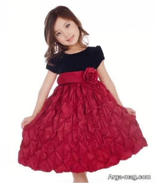 مدل لباس مجلسی بچه گانه دخترانه قرمز و مشکی 