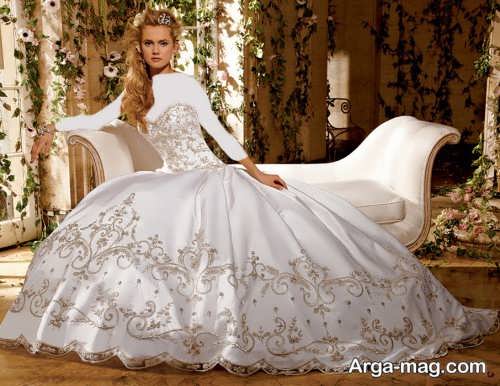 مدل لباس عروس کار شده پرنسسی 