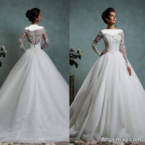 مدل لباس عروس آستین دار پرنسسی