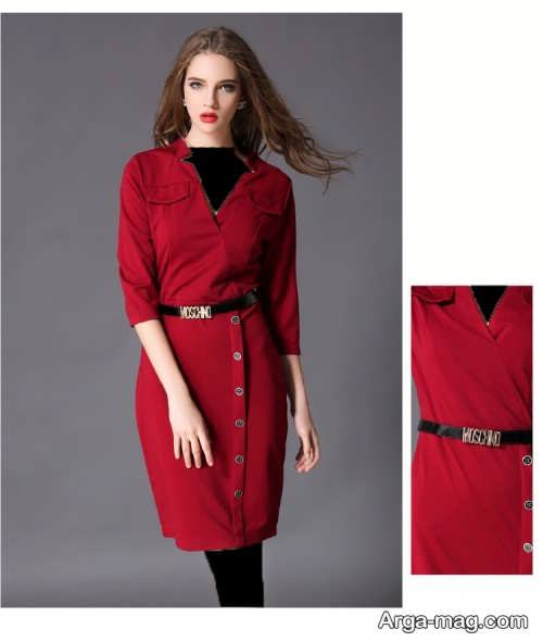 مدل لباس مجلسی قرمز یقه هفت 