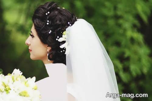 مدل مو بسته عروس با تاج و تور 
