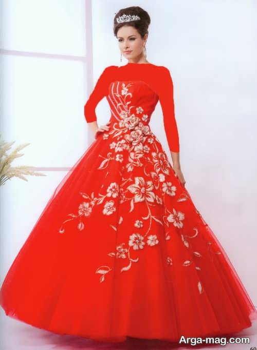 مدل لباس قرمز کار شده 