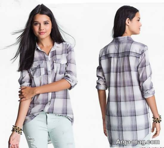 مدل پیراهن مردانه چهارخانه برای خانم ها 