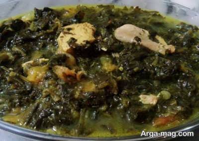 خورشت آلو اسفناج با مرغ