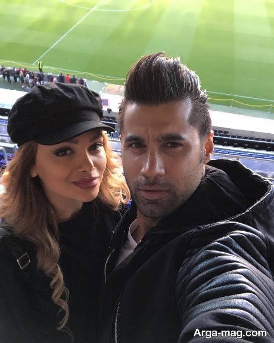 محسن فروزان و همسرش در ورزشگاه بارسلونا