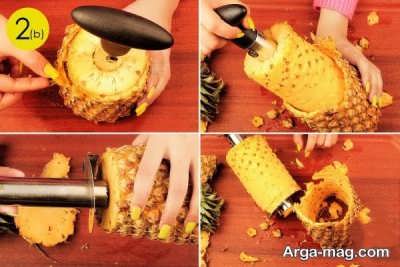 مراحل پوست کندن آناناس