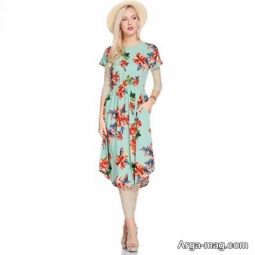 مدل لباس کوتاه با پارچه ریون گلدار 