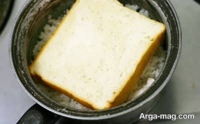 از بین بردن بوی بد سوختگی برنج با نان 